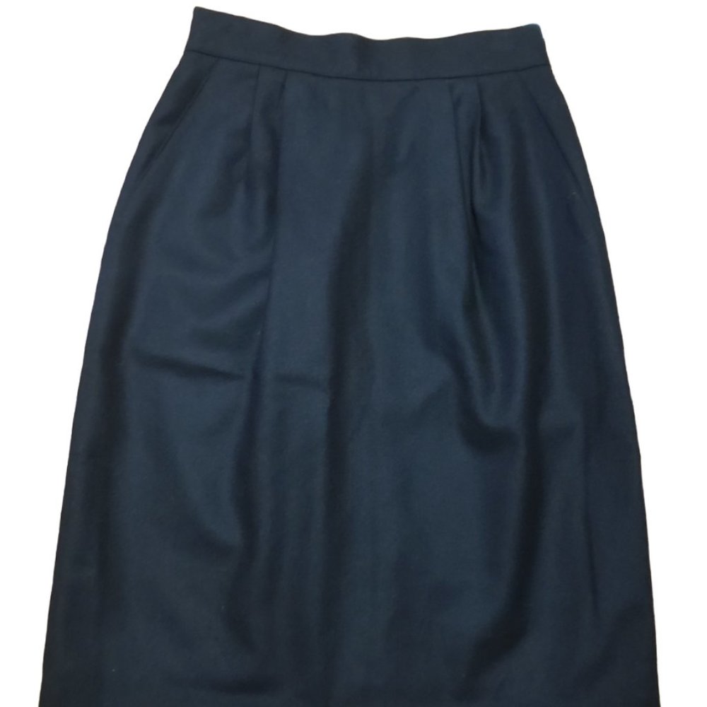 Vintage Sag Harbor Women 4P Black 100% Wool Back Zip Pencil Skirt NWT